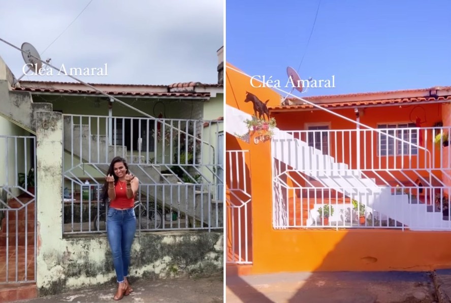Cléa Amaral decidiu mudar a fachada da casa de seus pais sozinha e chocou com o resultado incrível