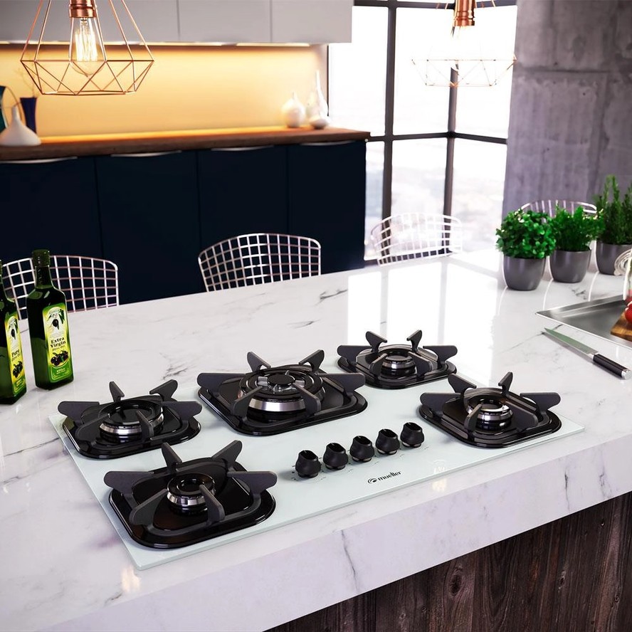 7 ideias de cooktop 5 bocas com materiais e cores diferentes