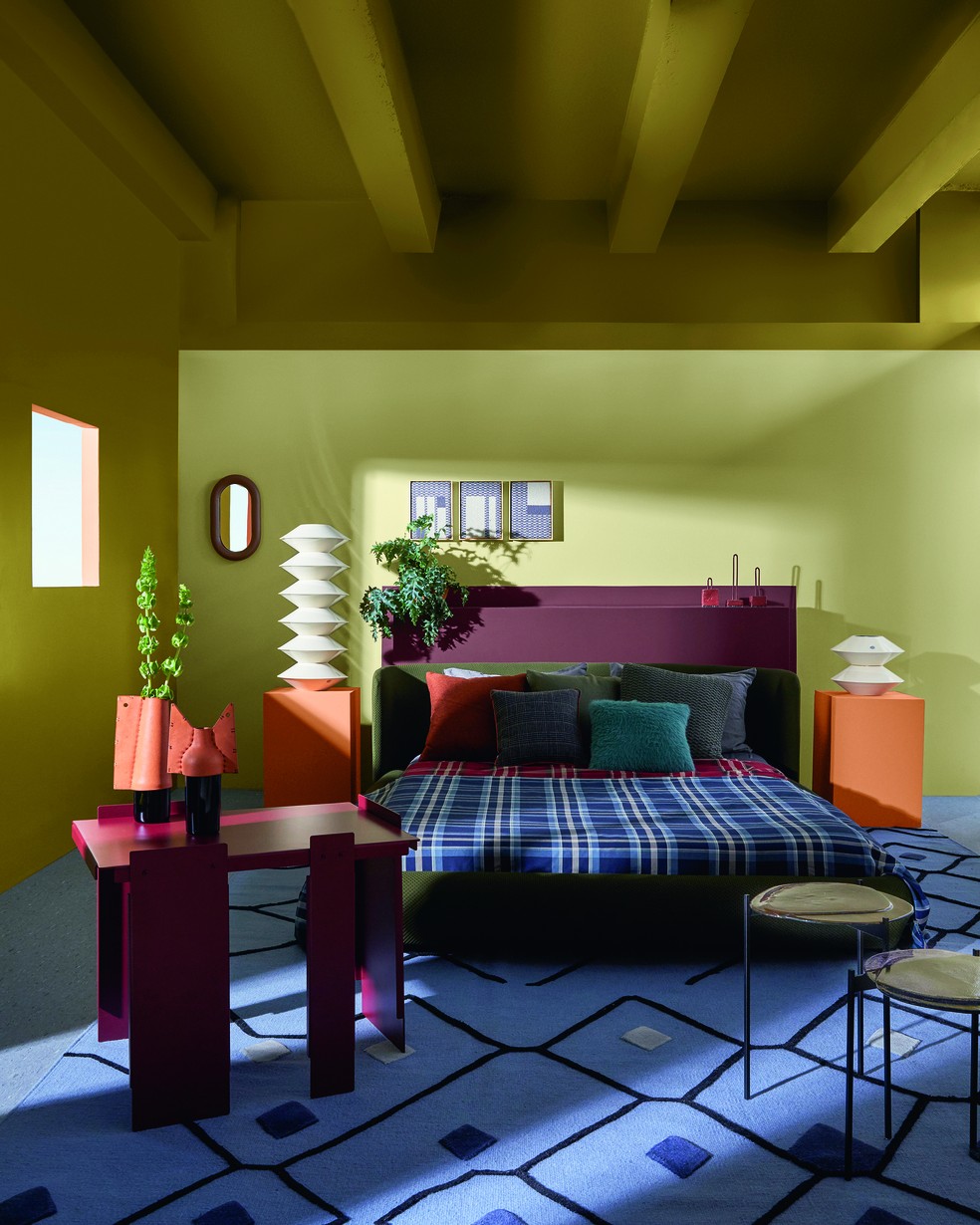 Cores otimistas compõem o quarto este quarto elaborado pelo consultor de cores da Suvinil e diretor criativo Michell Lott — Foto: André Klotz / Divulgação