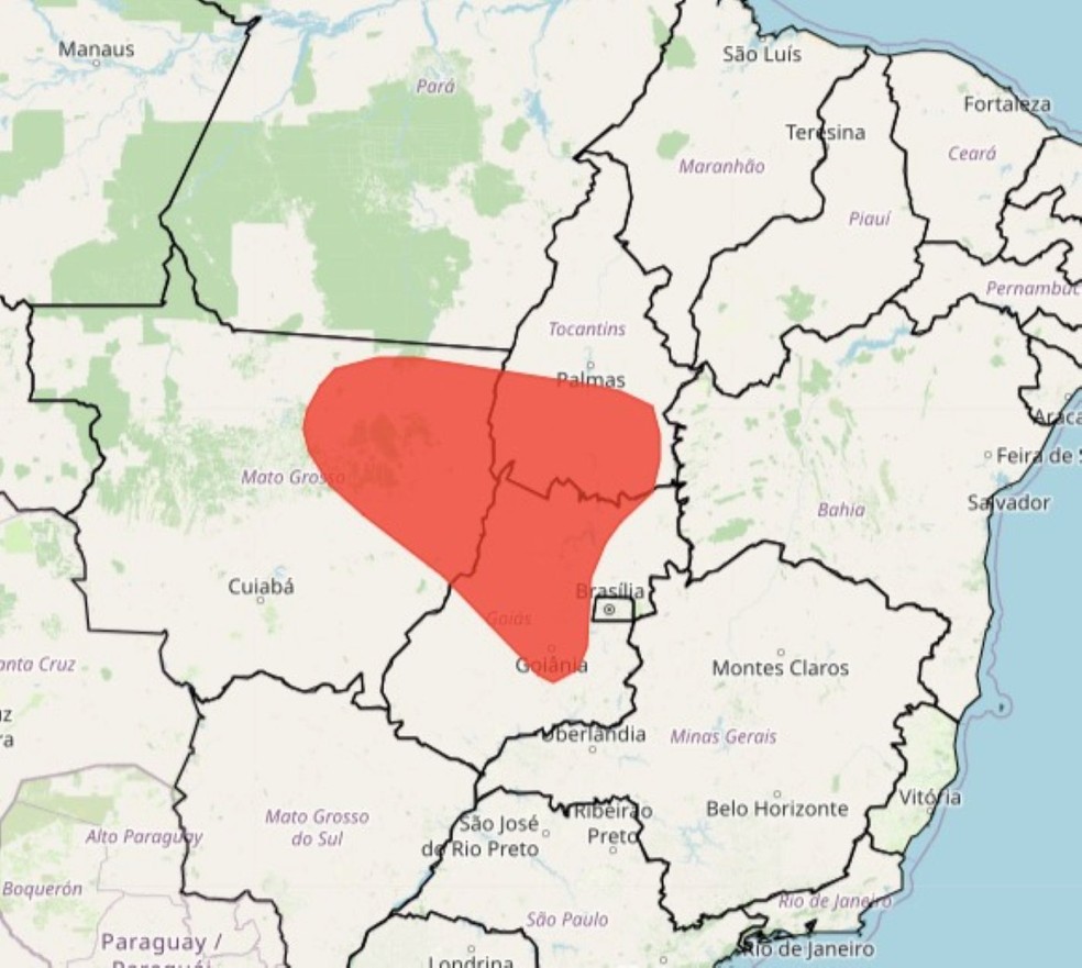 Mapa do Inmet traz alerta de grande perigo para umidade relativa do ar abaixo de 12% — Foto: Inmet / Divulgação