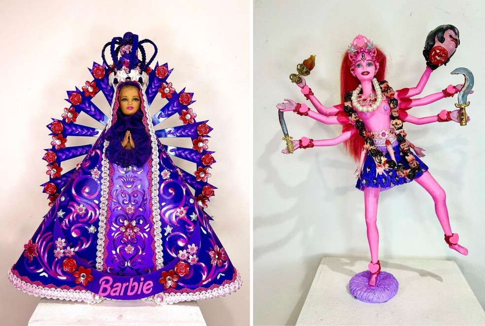 Figuras de diferentes religiões foram representadas em Barbies e Kens — Foto: Instagram / @poolymarianela / Reprodução