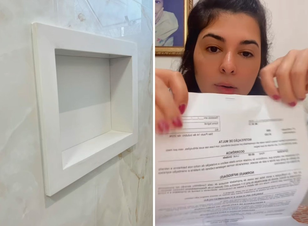Ela foi multada pela infração e precisou tampar o nicho — Foto: Instagram/@apezinho143_/Reprodução
