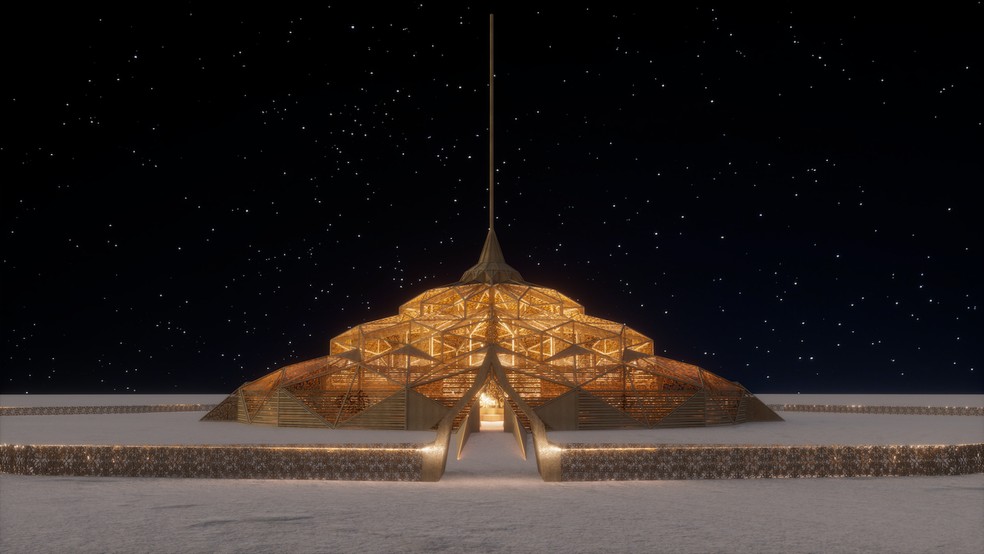 À noite, tudo será iluminado por lâmpadas quentes — Foto: Burning Man / Divulgação