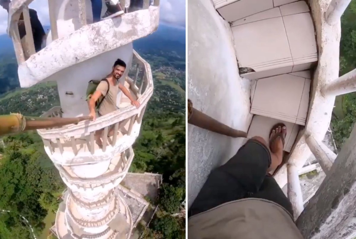 Teria coragem? Torre em formato de cone no topo de montanha leva ...