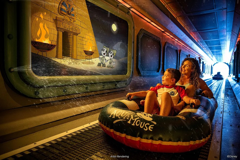 O curta de animação – que acompanha a atração – apresenta Mickey Mouse e Minnie Mouse em uma aventura por um antigo templo cheio de armadilhas e tesouros — Foto: Disney Cruise Line / Divulgação