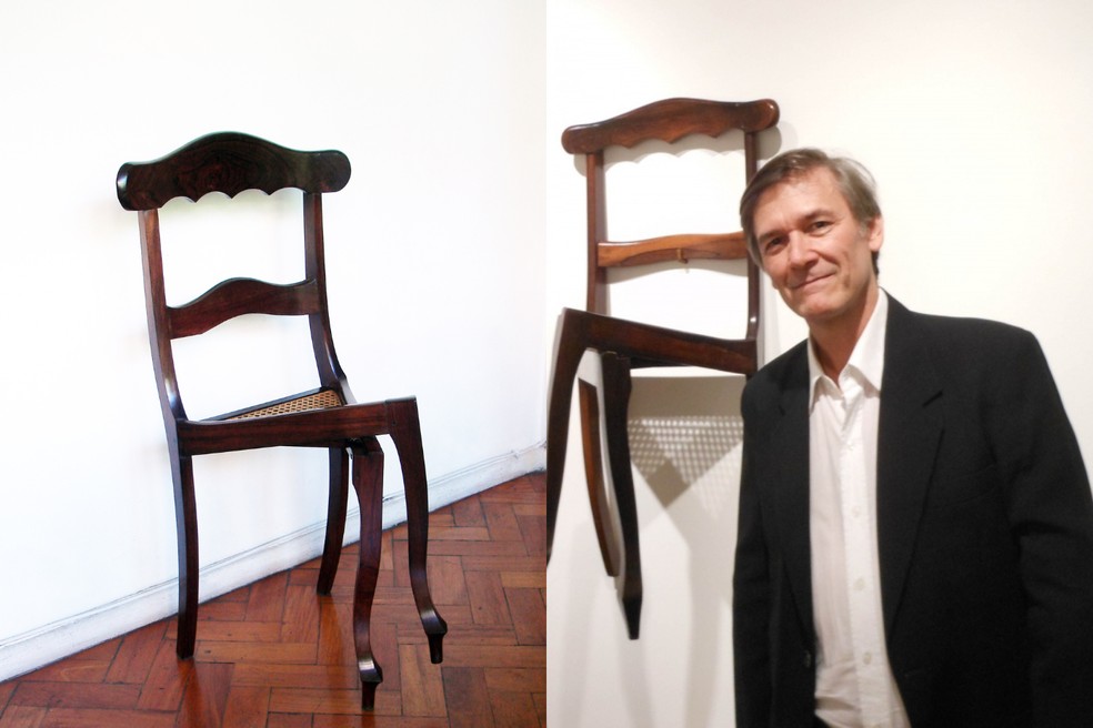 O tipo de madeira e formato das pernas e pés da cadeira foi o que, inicialmente, chamou a atenção do artista para o modelo — Foto: Luiz Philippe Carneiro de Mendonça / Acervo Pessoal