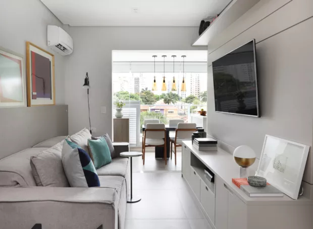 50 inspirações para a decoração da parede na sala de apartamentos pequenos