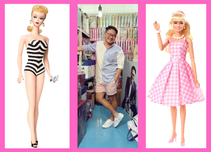 Conheça alguns dos maiores colecionadores de Barbie do mundo e do Brasil, além de suas Barbies mais raras. Na foto, a primeira versão da Barbie, lançada nos anos 1950 e, na última, uma das últimas bonecas lançadas para o filme de Greta. Entre elas, um dos maiores colecionadores de Barbie do mundo, Jian Yang