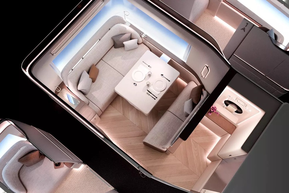 A cabine do meio será a mais luxuosa — Foto: Airbus/Divulgação