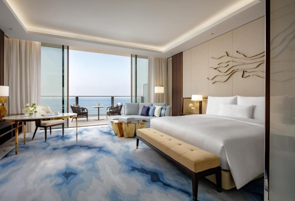 Quarto Seascape com Cama King-size, Altantis The Royal, Dubai — Foto: Booking / Reprodução