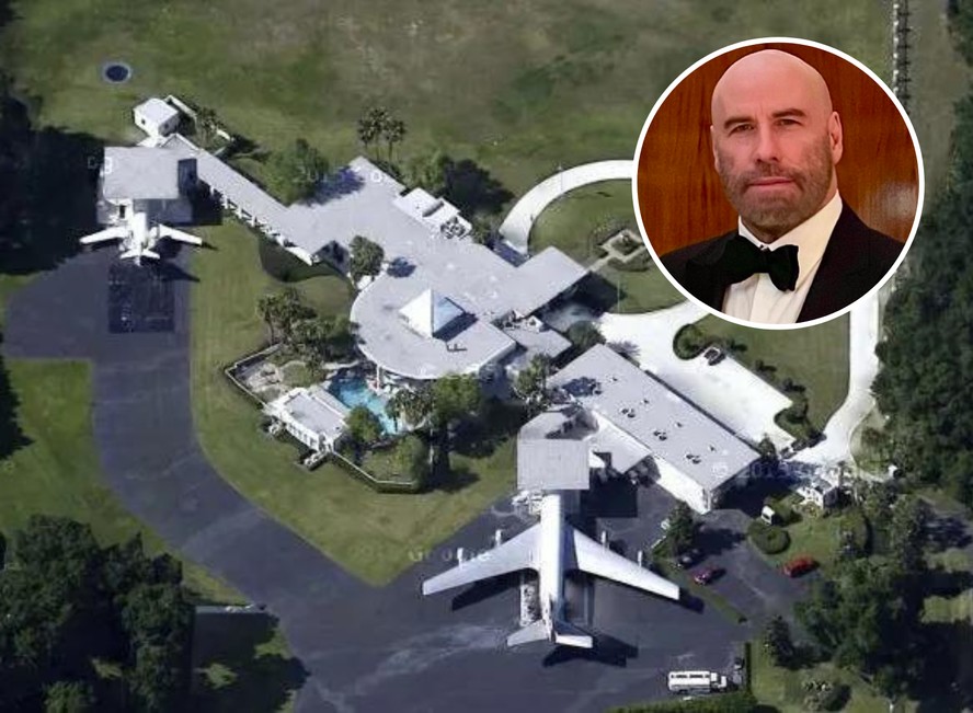 A mansão de John Travolta na Flórida tem um aeroporto privado e custa R$ 4,7 milhões