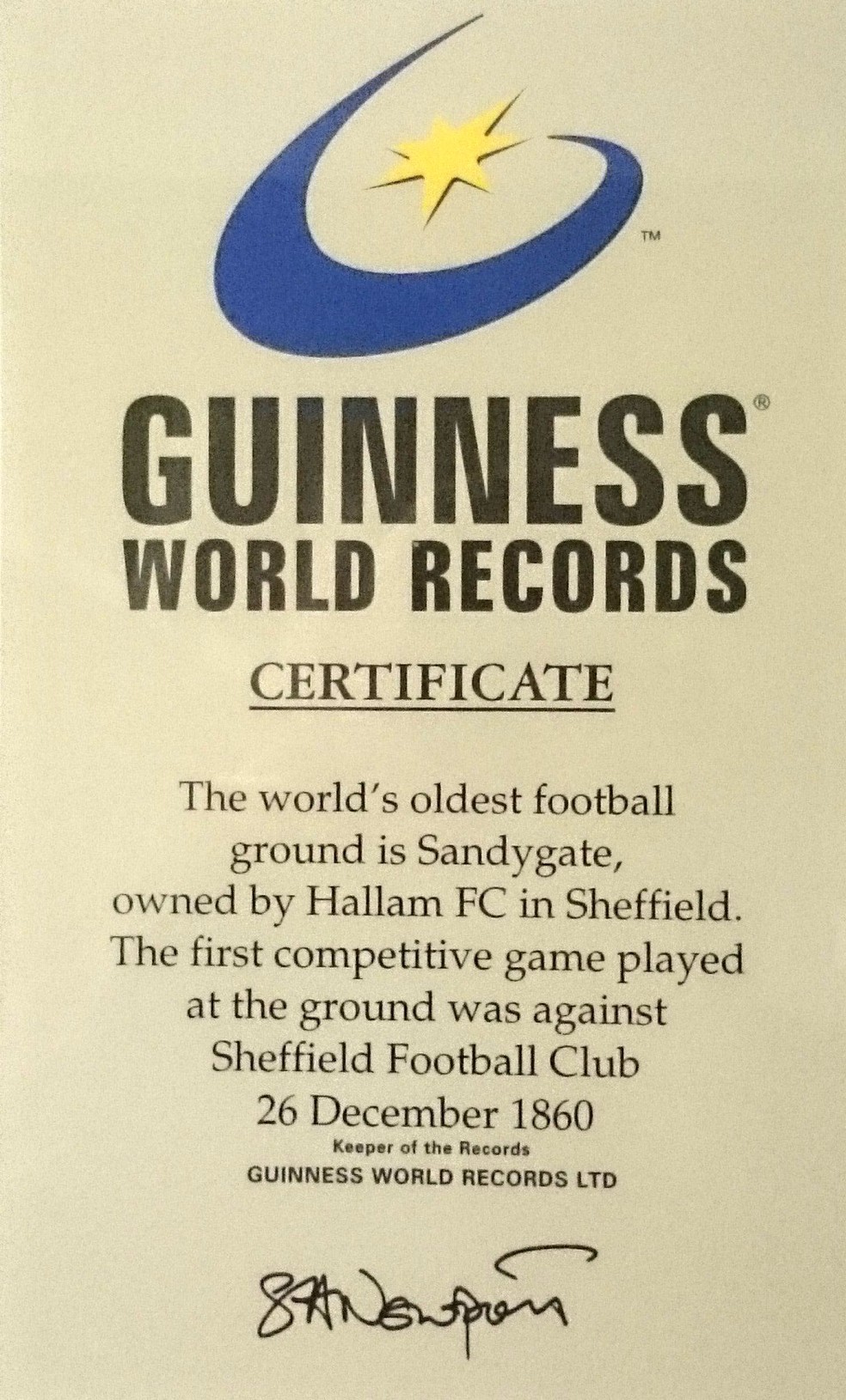 O Sandygate foi reconhecido pelo "Guinness Book of Records" como o campo de futebol mais antigo do mundo ainda em uso  — Foto: Kivo / Wikipedia / Creative Commons