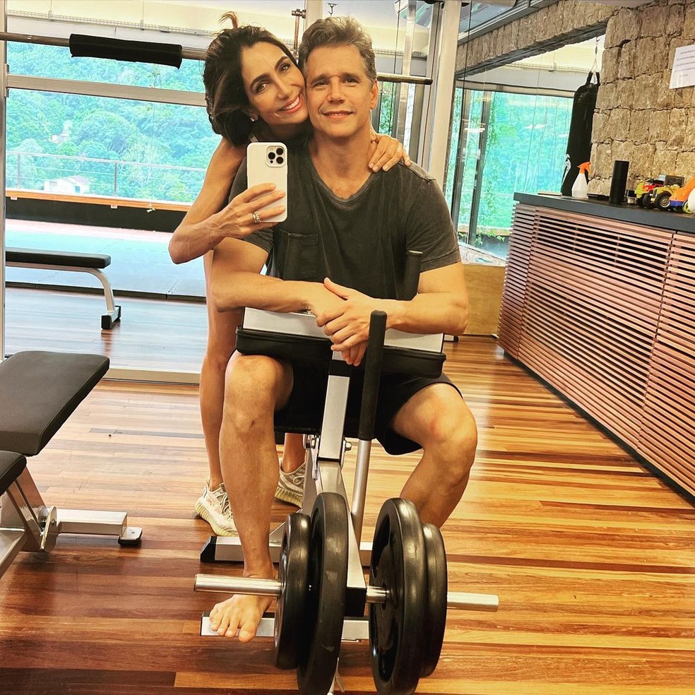 Márcio Garcia e sua esposa na academia — Foto: Reprodução/Instagram