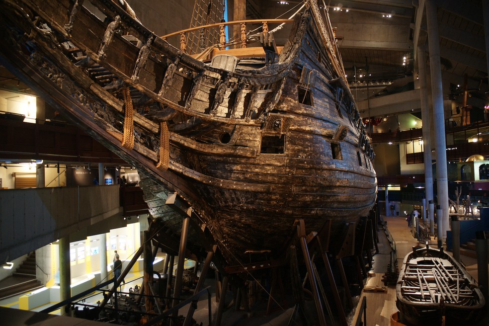 O navio sueco Vasa naufragou em sua viagem inaugural no século 17 e, atualmente, está em um museu — Foto: Wikimedia / JavierKohen