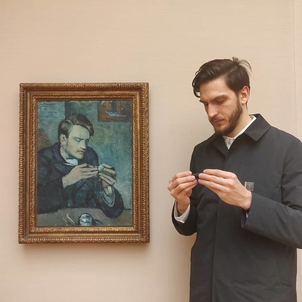 "Retrato de Mateu Fernández de Soto", de Pablo Picasso, exposto no Bundesmuseen em Vienna (Áustria) — Foto: X / @detailsinart / Reprodução