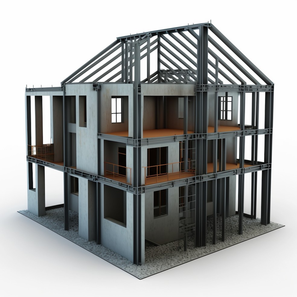 As casas modulares podem ser feitas em Steel Frame (perfis de aço) — Foto: Decorlit / Divulgação