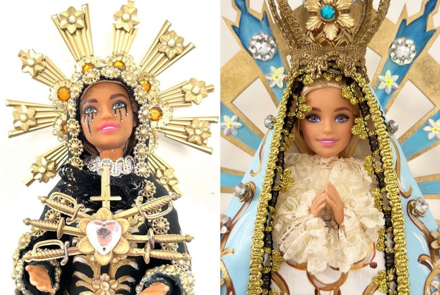 Barbies são estilizadas como figuras religiosas na série dos artistas Pool & Marianela