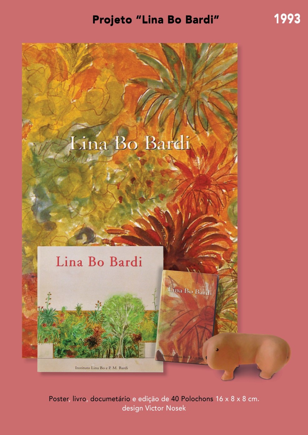 Quarenta cópias do mini Polochon foram produzidas em 1993 por ocasião do projeto "Lina Bo Bardi", composto pela exposição, o poster, o livro e o documentário sobre a obra da arquiteta — Foto: Arquivo Pessoal / Victor Nosek