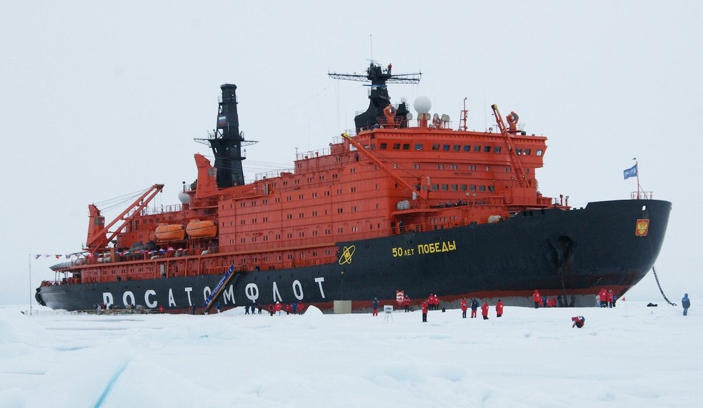 O navio russo "50 anos da Vitória” é um poderoso quebra-gelo inaugurado em 2007 — Foto: Wikipedia / Kiselev d / Creative Commons