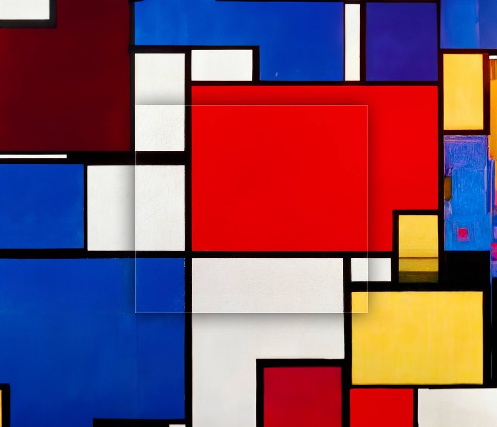  "Composição em vermelho, amarelo e azul", de Mondrian, ganhou algumas cores não primárias — Foto: Twitter /@heykody / Reprodução