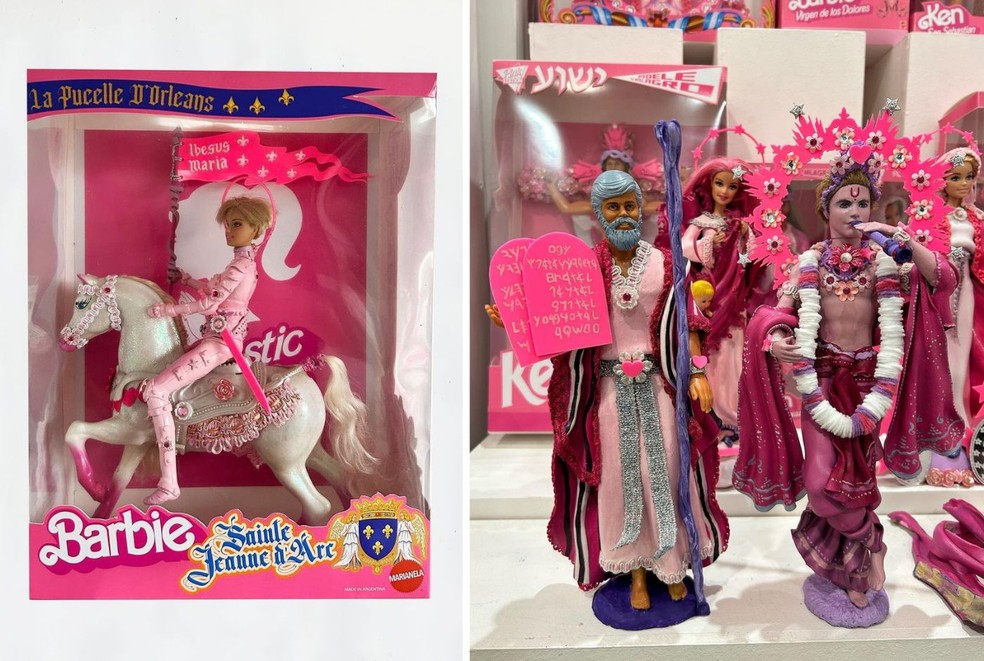 Versões Barbie e Ken vão de Joana D'Arc a Moisés e Krishna ganhou sua versão — Foto: Instagram / @poolymarianela / Reprodução