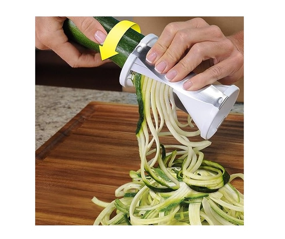 Cortador de legumes em espiral Ontel possui lâminas internas em aço inoxidável — Foto: Amazon / Reprodução