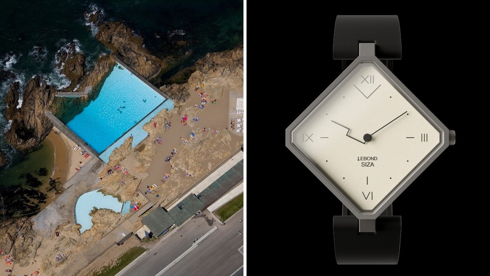 O trabalho do renomado arquiteto português Álvaro Siza é referenciado no relógio que ele assinou para a Lebond Watches — Foto: Fernando Guerra, FG+SG | Instagram / @lebondwatches / Reprodução