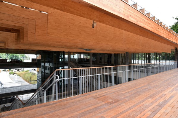 A Pina Contemporânea, novo edifício da Pinacoteca de São Paulo, tem parte da estrutura de madeira — Foto: Pinacoteca de São Paulo / Divulgação