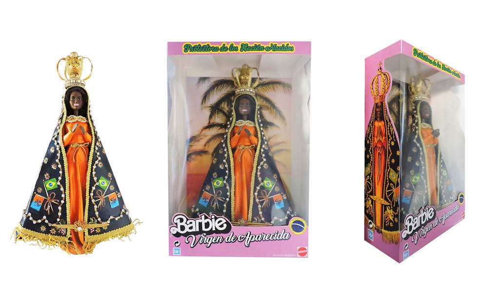 Barbie versão Virgem de Aparecida, a protetora dos recém-nascidos — Foto: Pool & Marianela / Reprodução