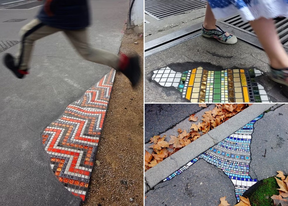 Artista que preza pelo anonimato transforma buracos de rua em mosaicos ...