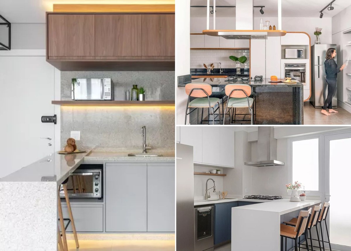 Península na cozinha: 17 projetos bem resolvidos para se inspirar!