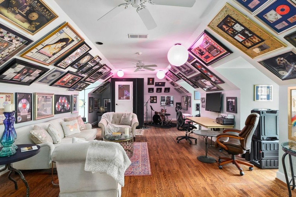 Quarto de gravação na mansão de Mariah Carey — Foto: Christie's International Real Estate/Instagram/Reprodução