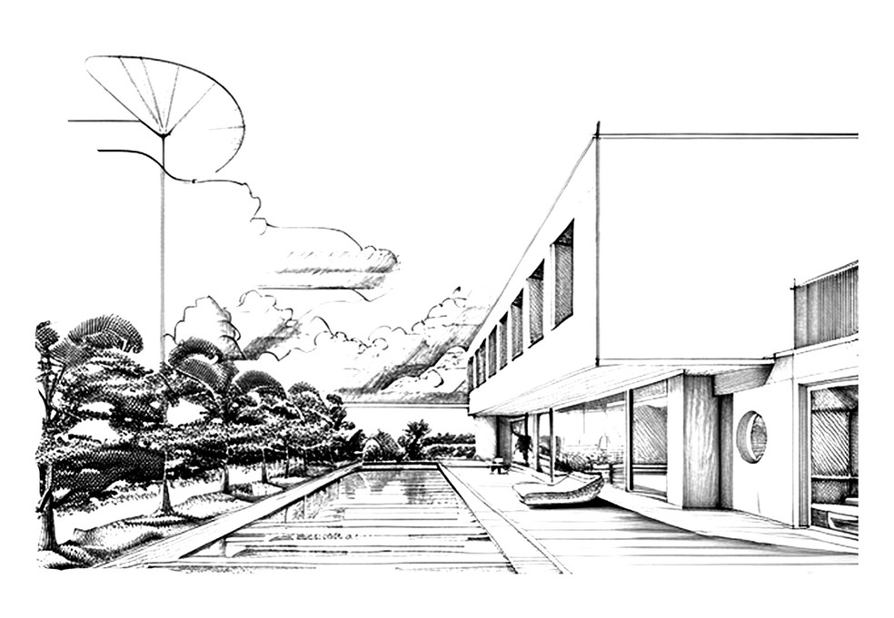 Croqui do projeto criado em 2020 pelos arquitetos Brunno Meireles e André Pavan — Foto: Divulgação