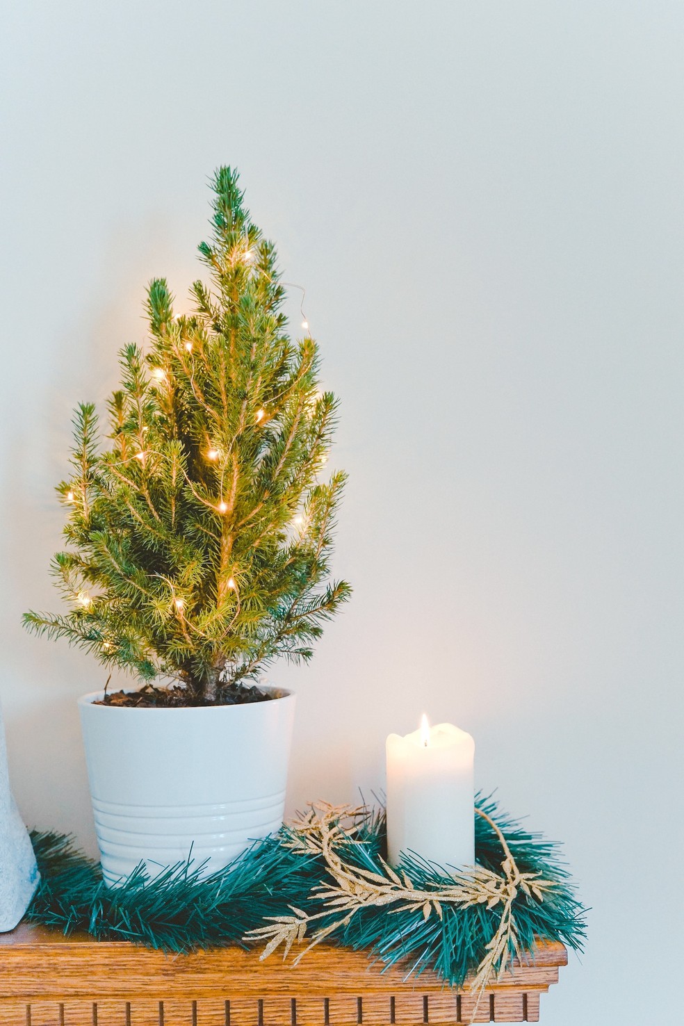 Uma árvore natural e luzinhas ajudam a entrar no clima do Natal sem precisar de grandes decorações — Foto: Unsplash / Toa Heftiba / Creative Commons