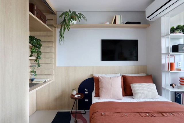 Apartamento de 26 m² tem projeto que aposta em ideias criativas