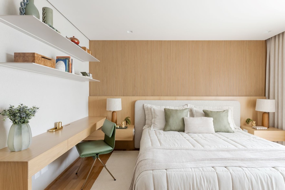 Quarto com home office: como decorar + 63 inspirações leves e atemporais