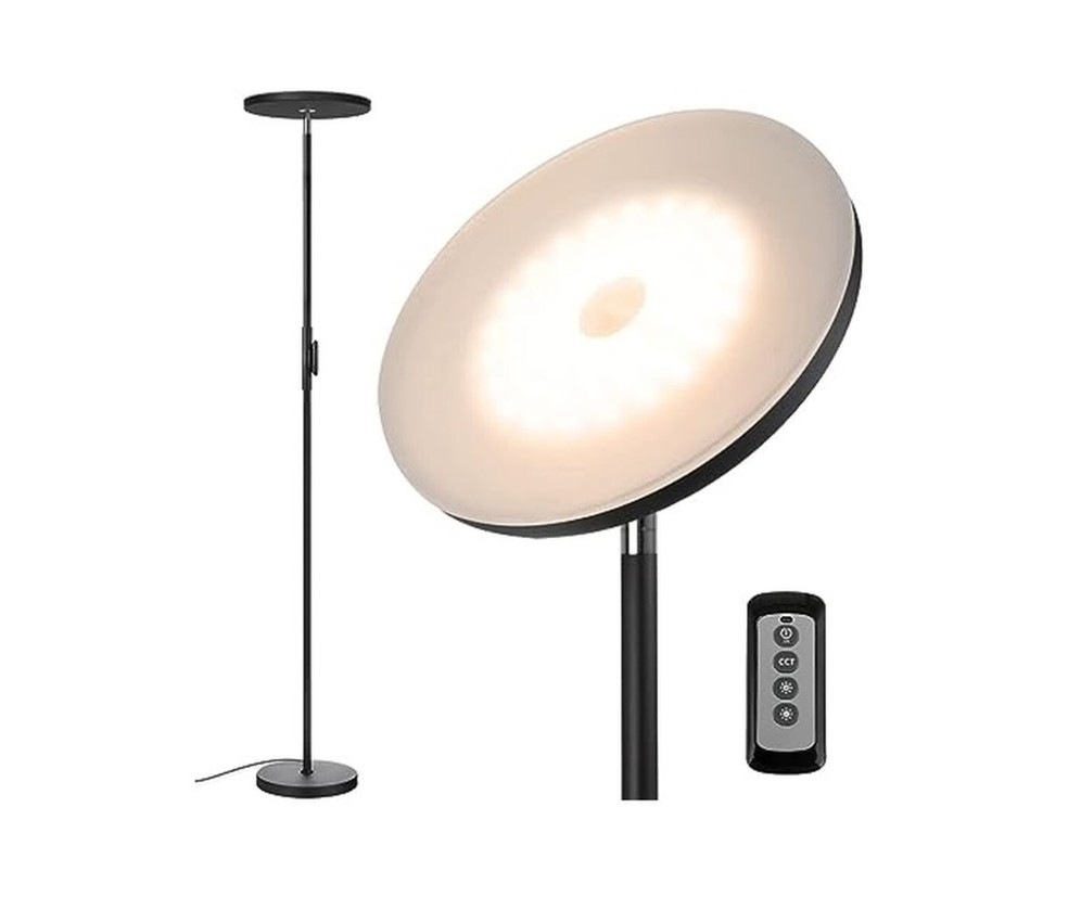 Luminária de chão Torchiere JOOFO tem ajuste de intensidade de brilho e três opções de temperatura de cor — Foto: Reprodução / Amazon