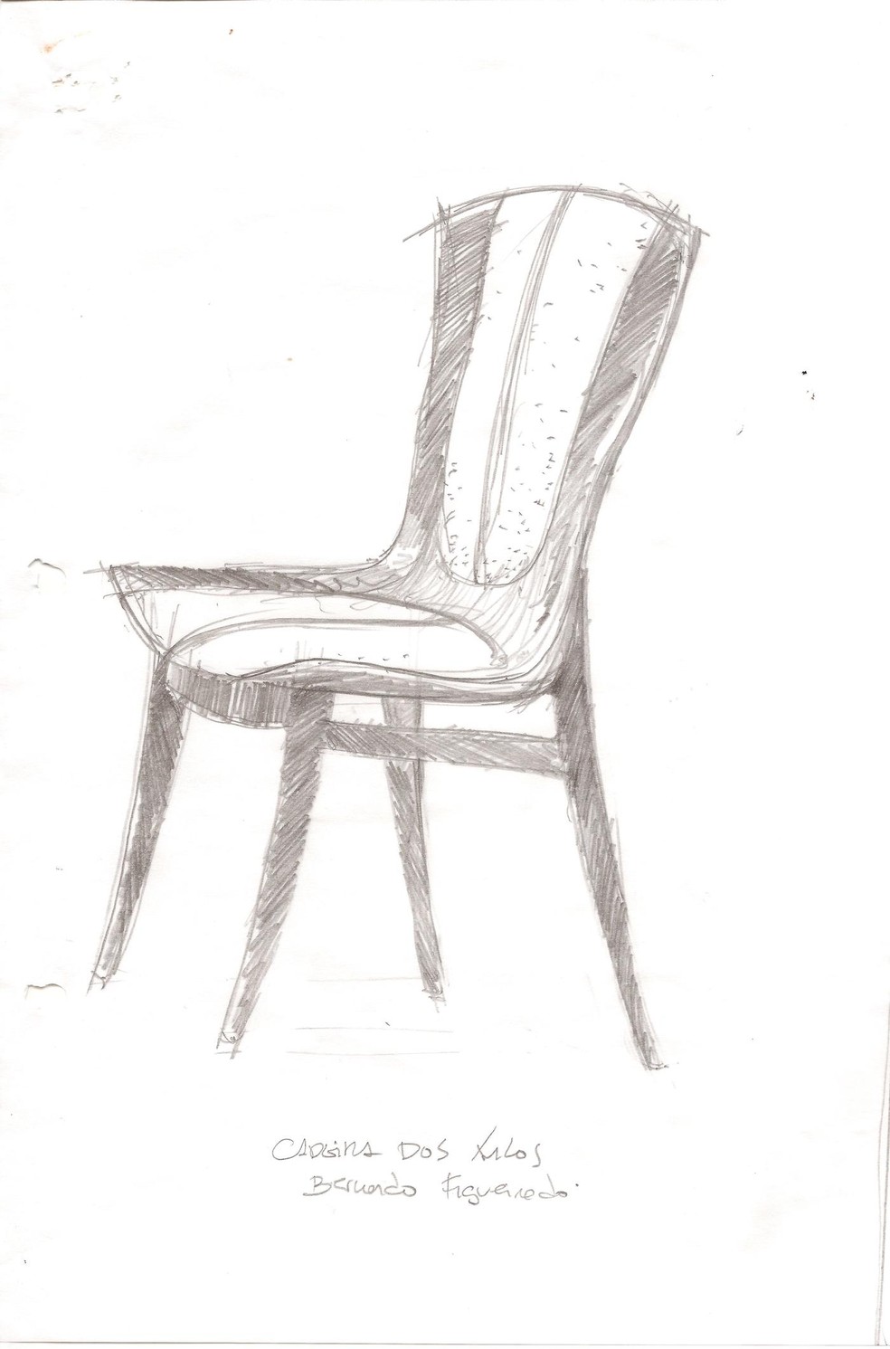 Esboço da cadeira "Arcos", desenhada pelo arquiteto Bernardo Figueiredo — Foto: Divulgação