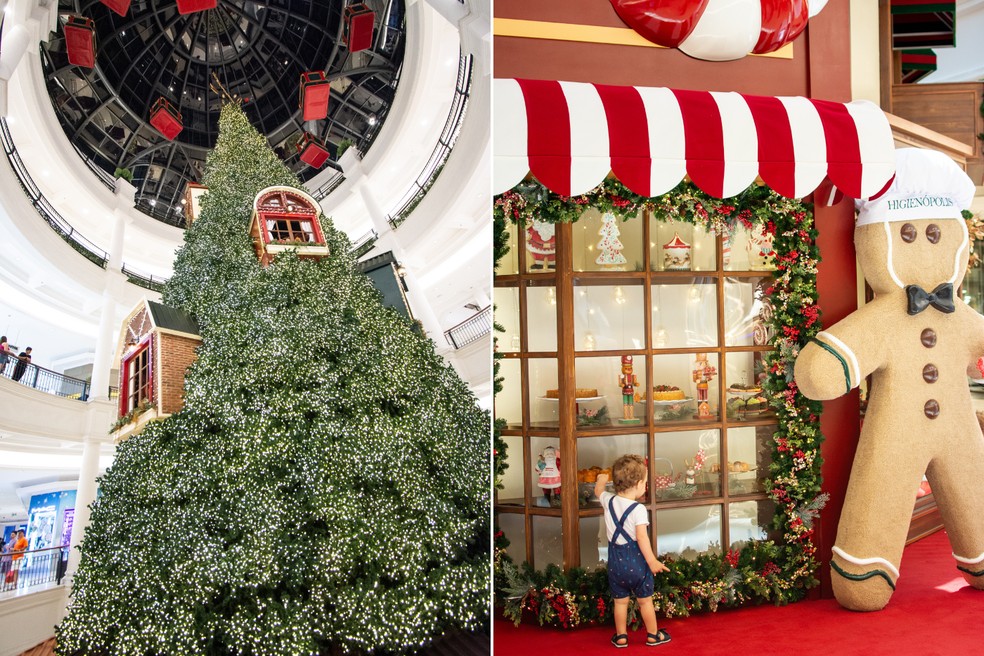 Decoração de Natal do Shopping Pátio Higienópolis em 2023 traz uma "Expedição mágica à Casa do Papai Noel" — Foto: Daniela Ramiro / Divulgação