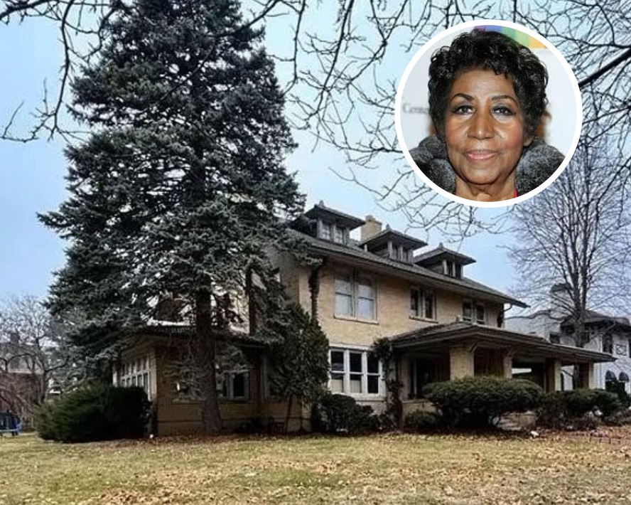 Aretha Franklin morou até os 18 anos na casa em Detroit, Michigan