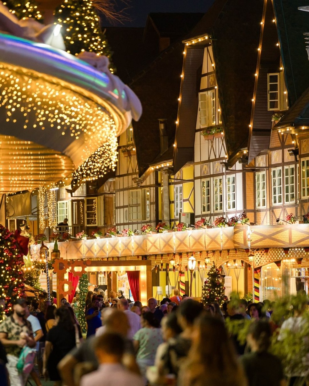 A Vila de Natal em Blumenau tem entrada gratuita e recebe várias atrações — Foto: Reprodução/@natalemblumenau/Instagram