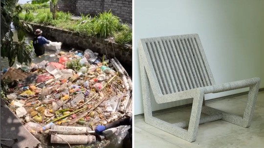 Grupo cria cadeira de design feita 100% de lixo plástico retirado de rios