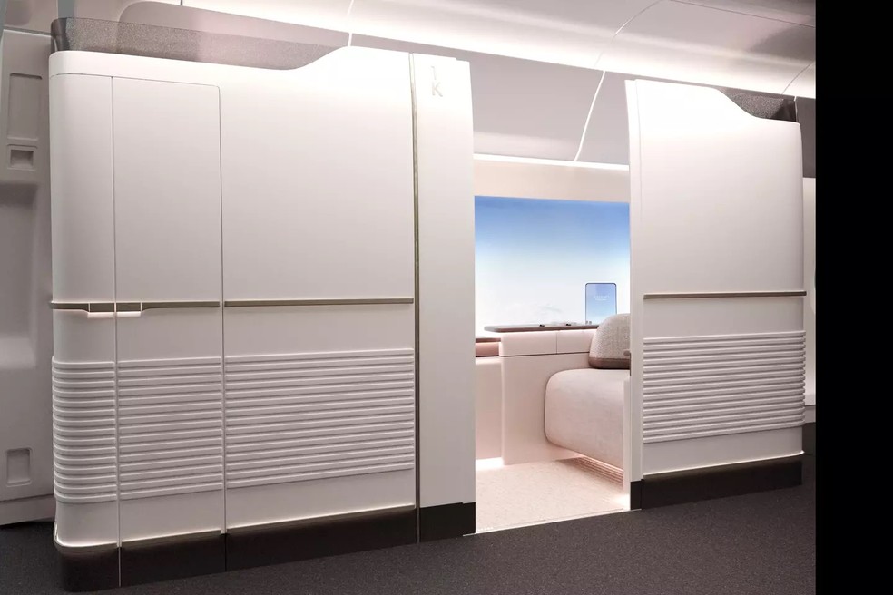 As poltronas conversíveis ficarão em cabines — Foto: Airbus/Divulgação