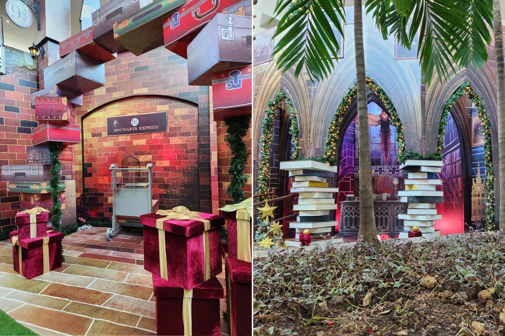 Decoração de Natal do Shopping Center Norte é inspirada na festa de Hogwarts, da série de livros e filmes Harry Potter — Foto: Shopping Center Norte / Divulgação