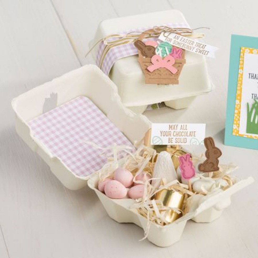 Caixas de ovos podem servir para criar uma cesta de Páscoa — Foto: Pinterest / Carol Payne Stamps / Reprodução