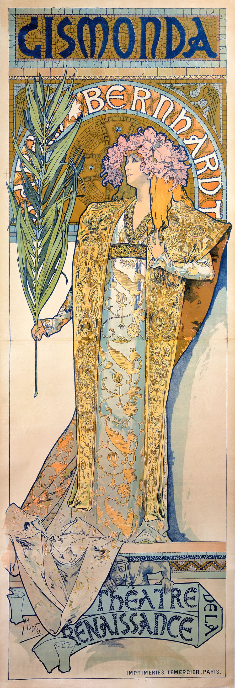 Cartaz emblemático "Gismonda" foi produzido pelo artista Alfons Maria Mucha e tem várias características do art nouveau, como mulheres, natureza e sensualidade — Foto: Wikimedia Commons