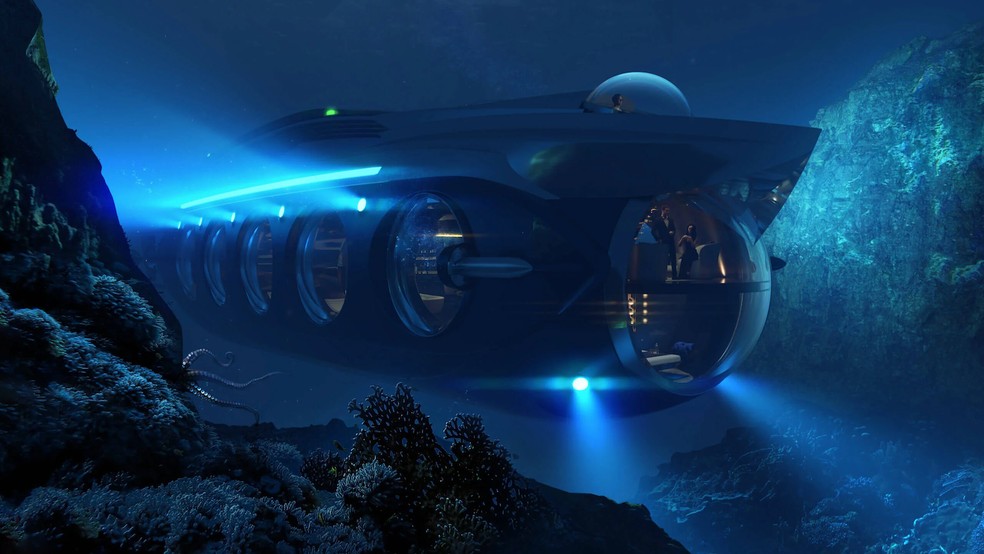 O iate submarino pode mergulhar até 150 metros de profundidade no oceano — Foto: U-Boat Worx / Reprodução