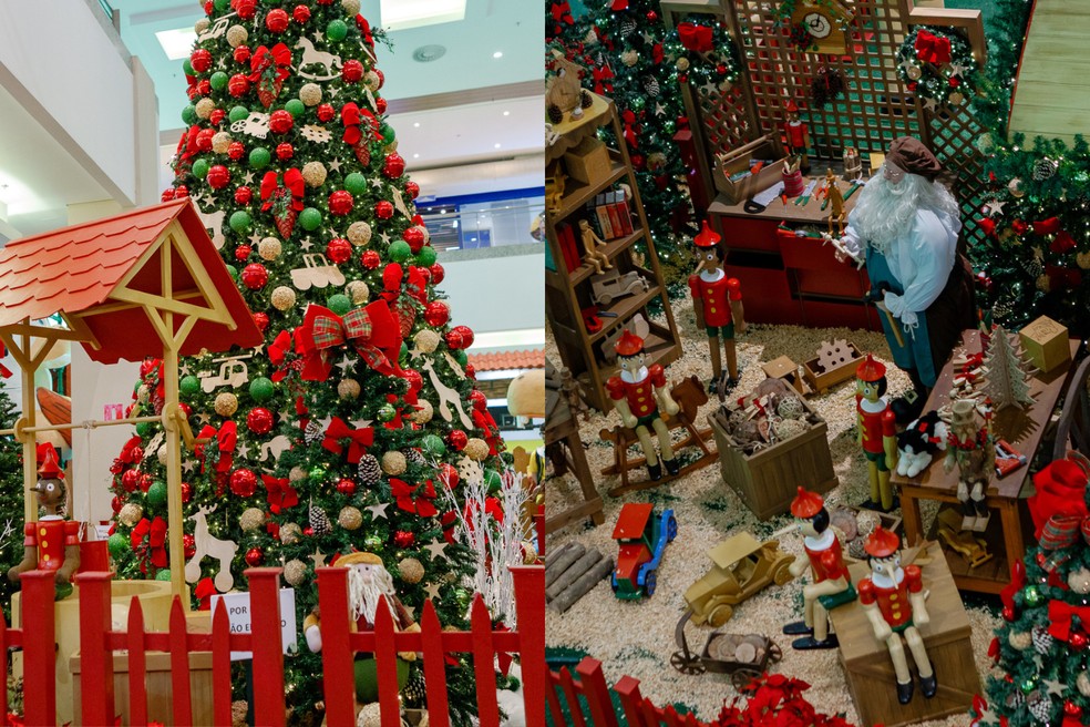 Neste ano no Mais Shopping, o Papai Noel dividirá o protagonismo com o Pinóquio — Foto: Mais Shopping / Divulgação