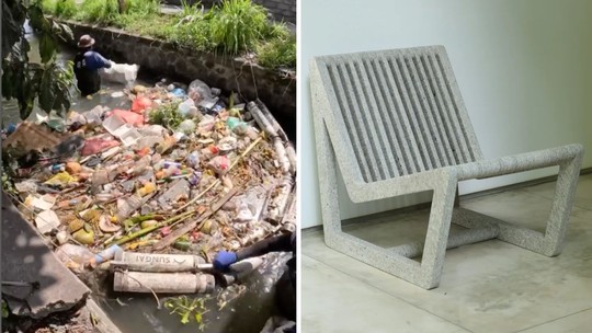 Grupo cria cadeira de design feita 100% de lixo plástico de rios