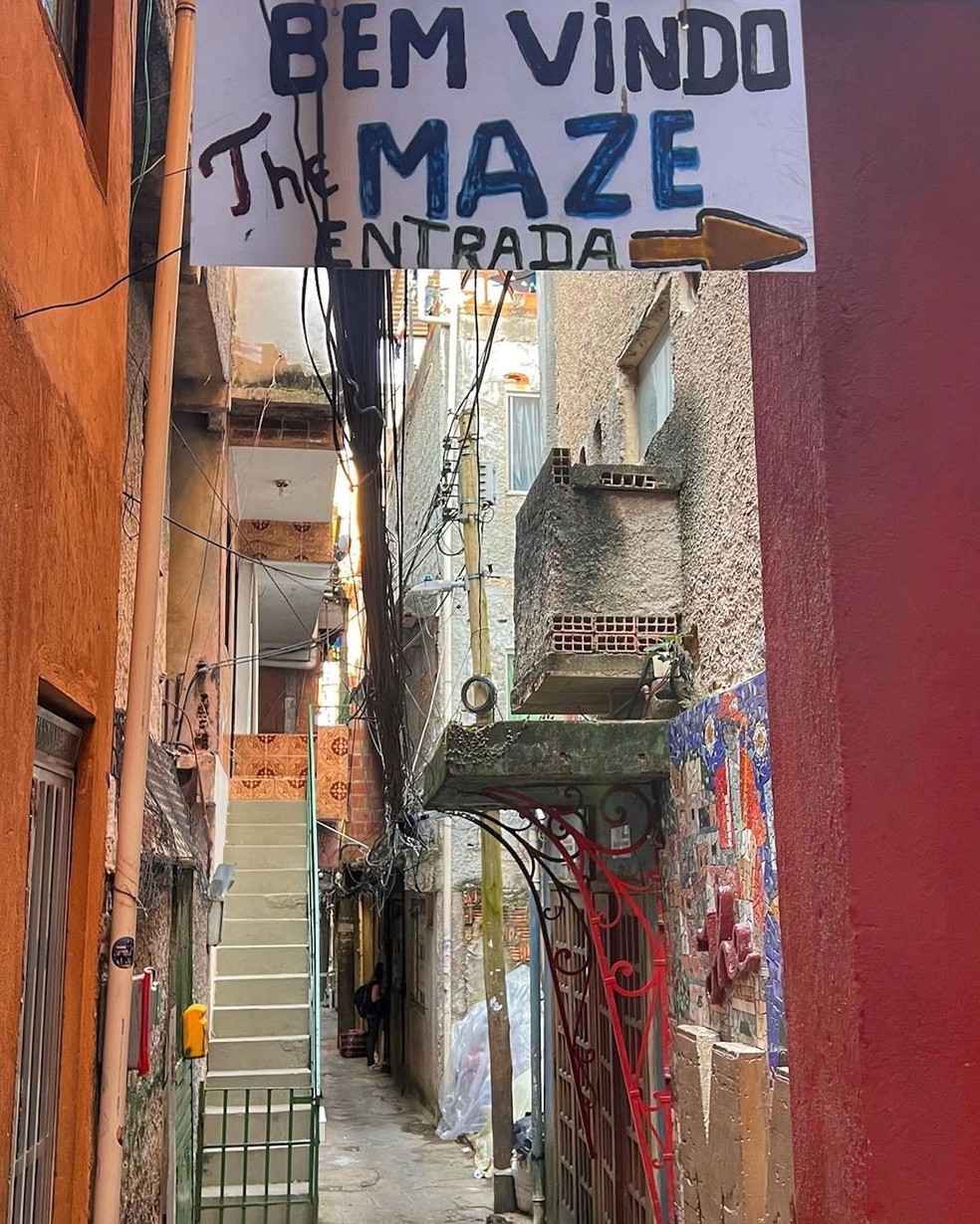 O The Maze fica dentro da comunidade Tavares Bastos, no Rio de Janeiro — Foto: Instagram / @guriasexplorers / Reprodução